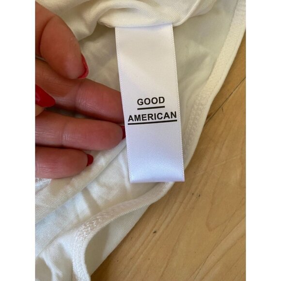 GOOD American BNWOT Womens White Mockneck Bodysuit Sz 5 Thong Back - Picture 5 of 8